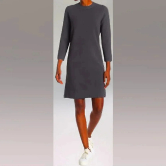 NWT Club Monaco Grey Ribbed Dress 3/4 Sleeve XS